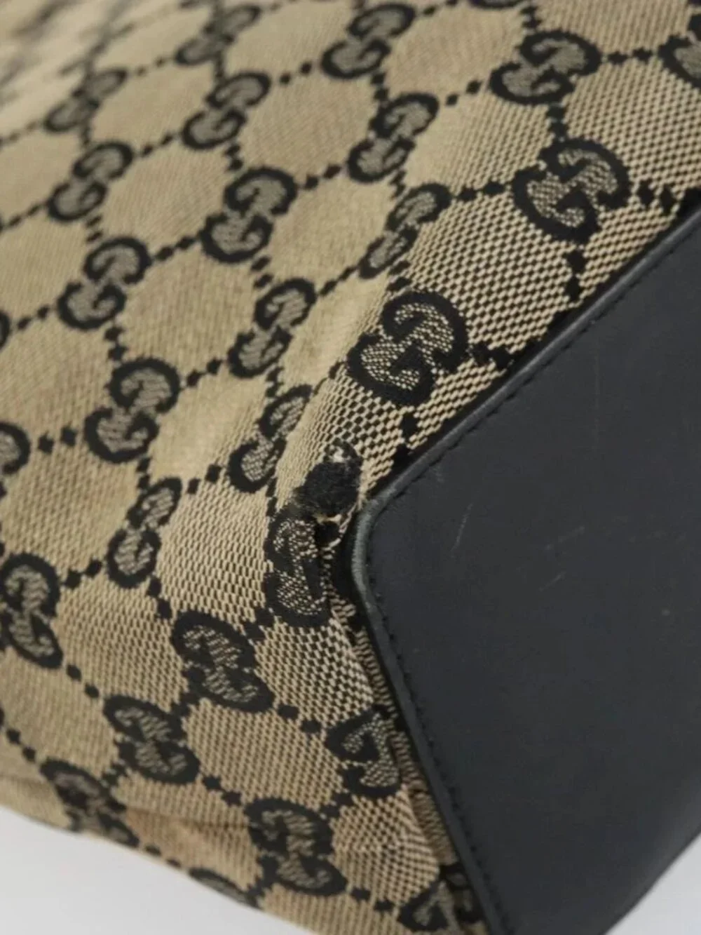 GUCCI GG Canvas Tote Bag Gold Navy 002 1099 2404 Auth ep13085